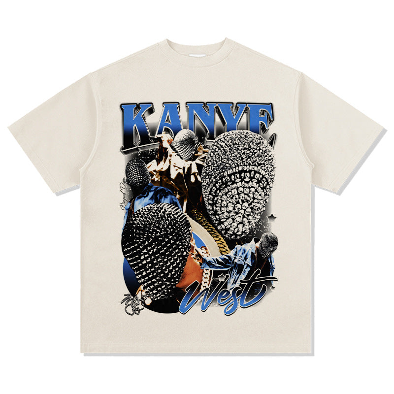 Marcas streetwear usa hip hop Kanye West printed short sleeve t-shirt