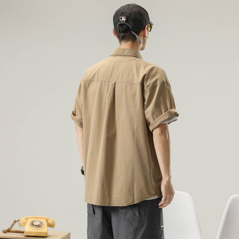 Men T-shirts Vintage Short Sleeve Summer Loose Shirt