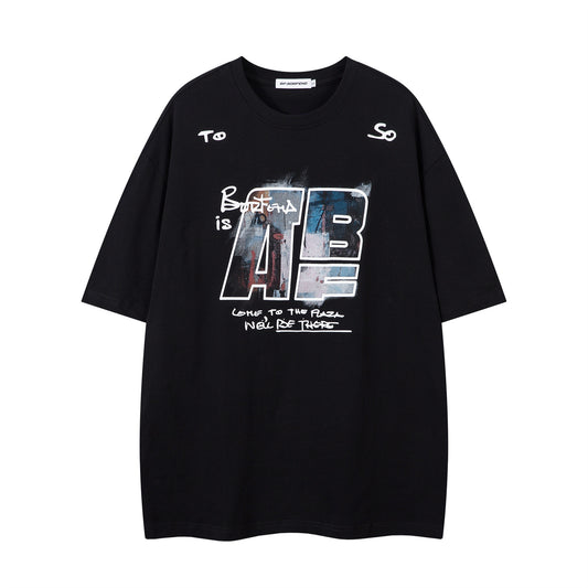 Distorted vintage short-sleeved t-shirt summer loose casual t-shirt