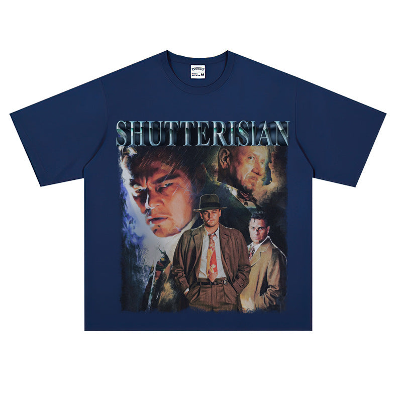 Film Star T Shirt Cotton Short Sleeve Loose Retro American T-shirt Men