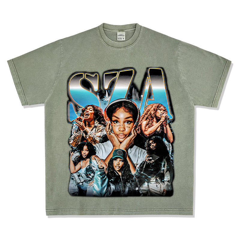 New york hip hop shop vintage hip hop sza print short sleeve t-shirt