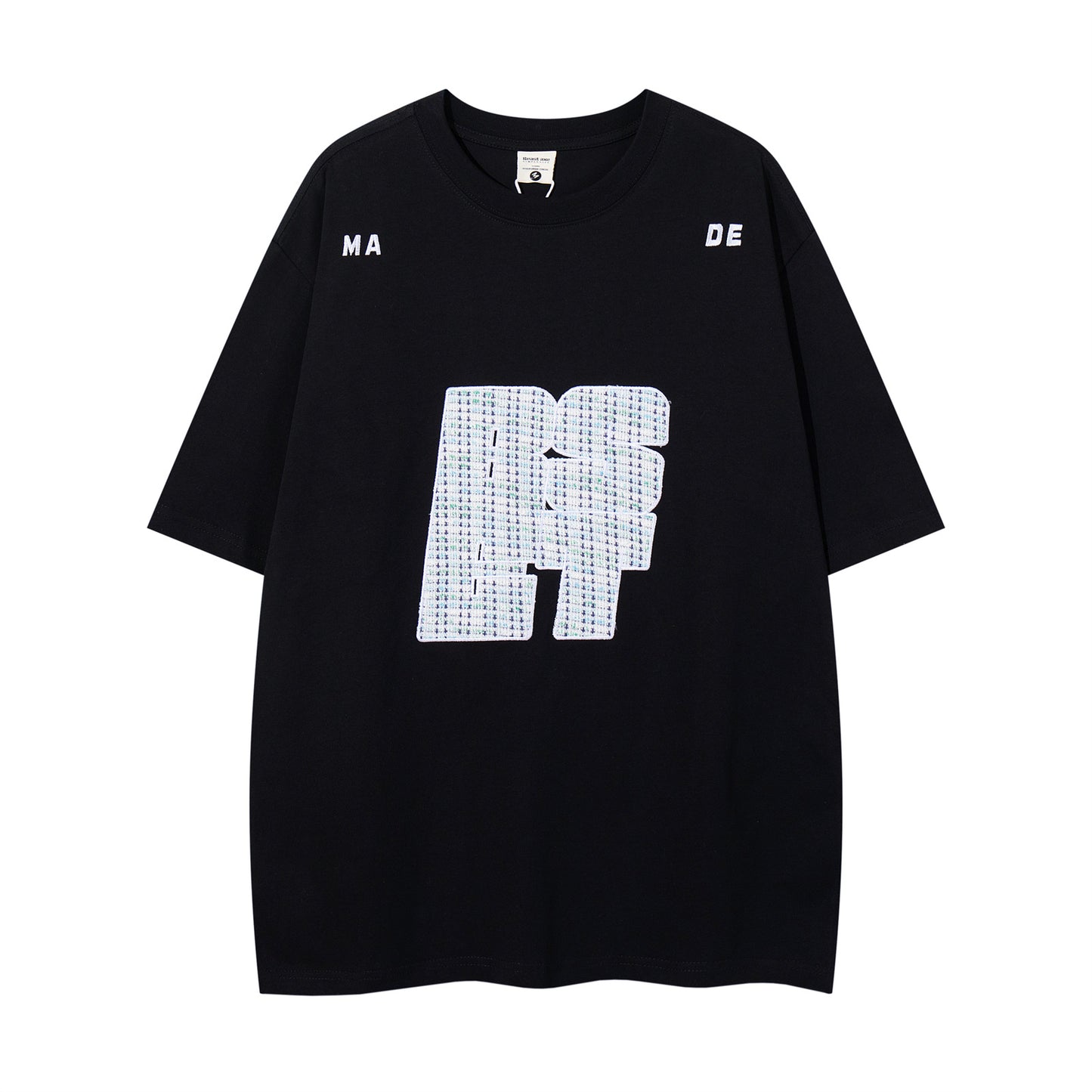 Distorted vintage embroidered alphabet short sleeve t-shirt summer