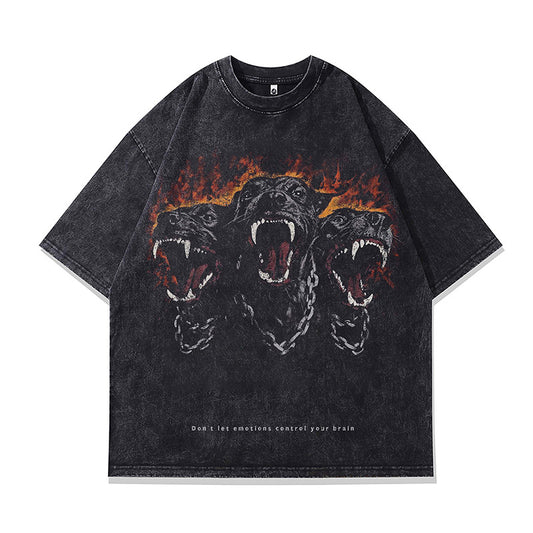 Ropa Vintage Hombre Retro Doberman Print Short Sleeve T-Shirt