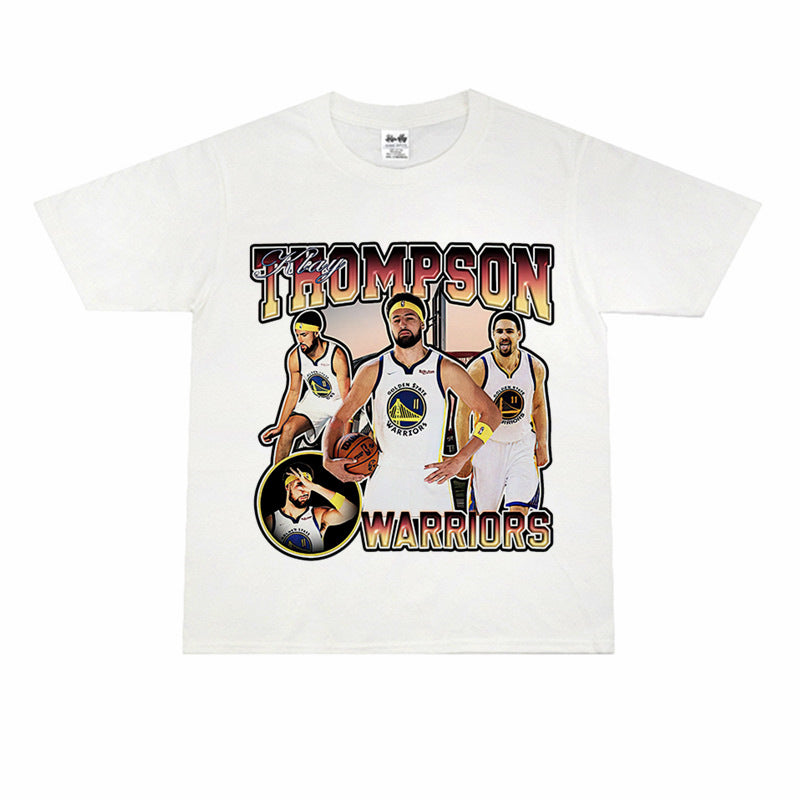 Film Star T Shirt Klaythompson Washed Distressed Printed American T-Shirt Retro Loose Short Sleeve