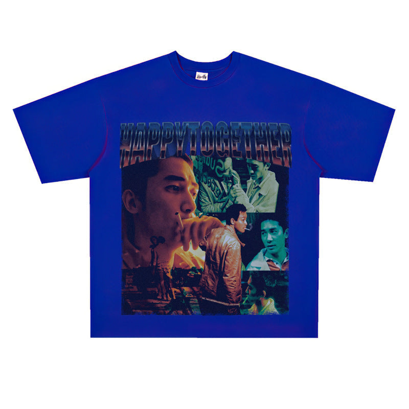 Film Star T Shirt Trendy Cotton Short Sleeve Loose round Neck Retro T-shirt