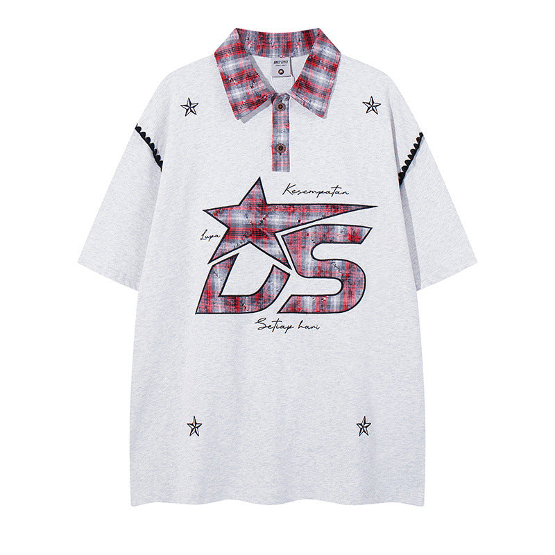 Camisetas streetwear Summer Vintage POLO Neck Casual Loose Short Sleeve T-Shirt