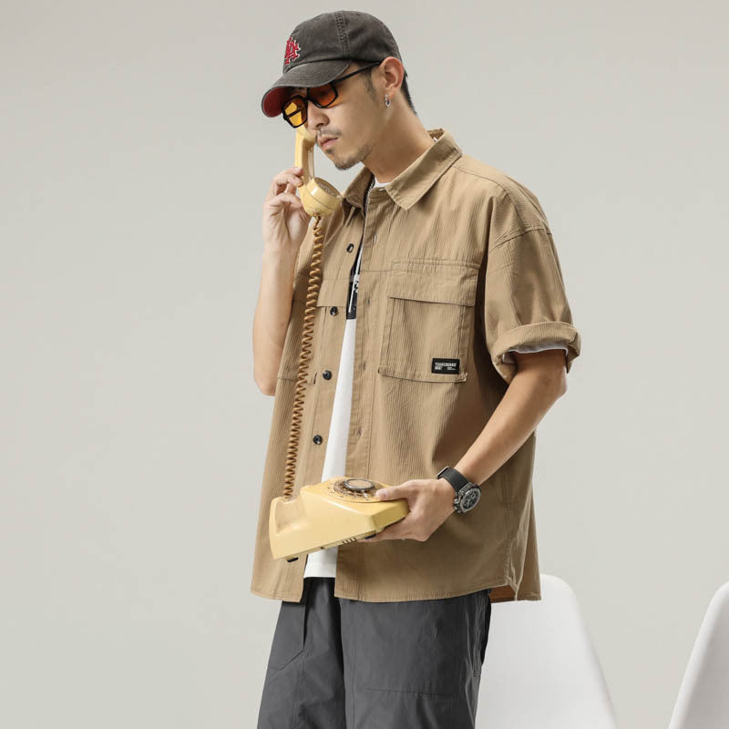 Men T-shirts Vintage Short Sleeve Summer Loose Shirt