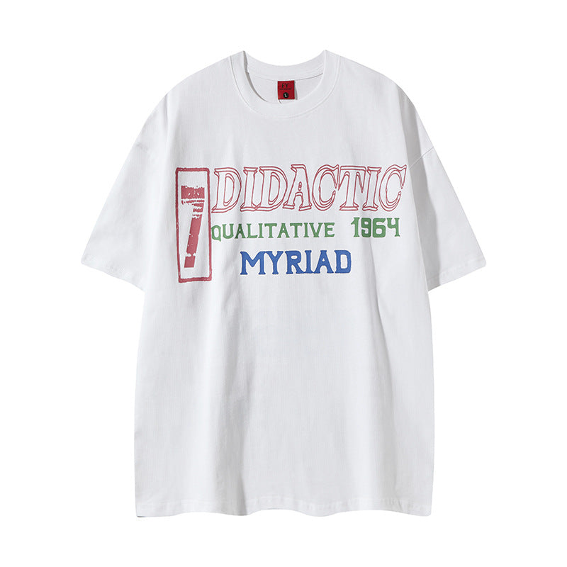 New York Hip Hop Style Alphabet Print Short Sleeve T-Shirt Loose