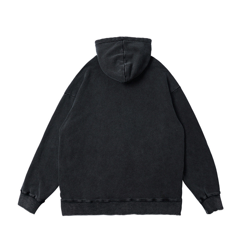 Streetwear Hoodie Vintage Washed Old Printed Hooded Sweater Hip Hop Jacket