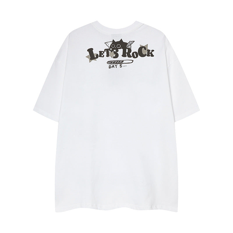 Nyc 1990 Shirt Retro Cat Print Summer Short Sleeve T-Shirt