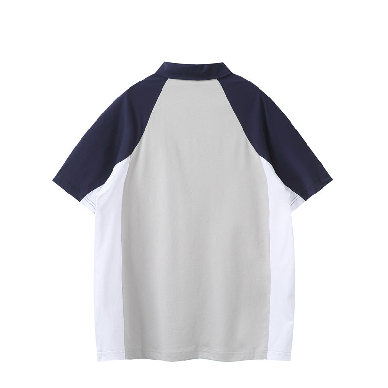 Stone Wash T shirt polo shirt short sleeve loose casual top