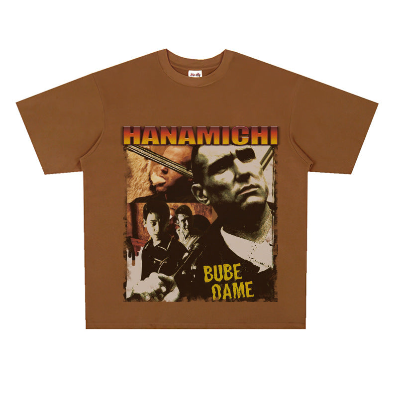 Film Star T Shirt Cotton Short Sleeve Loose American Retro T-shirt