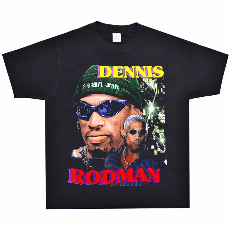 Film Star T Shirt Washed Old American Round Neck Loose T-Shirt Retro Short Sleeve