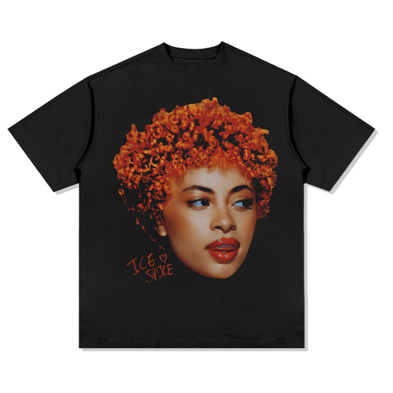Cool t rapper vintage hip hop Ice Spice print short sleeve t-shirt