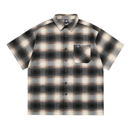 Casual Street Wear Checked Shirt Short Sleeve Shirt