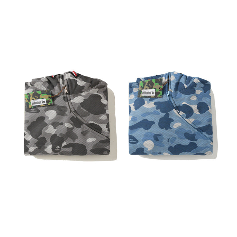 Ape Hoodie Zip Honeycomb Camo Kangaroo Pocket Sweater Pullover