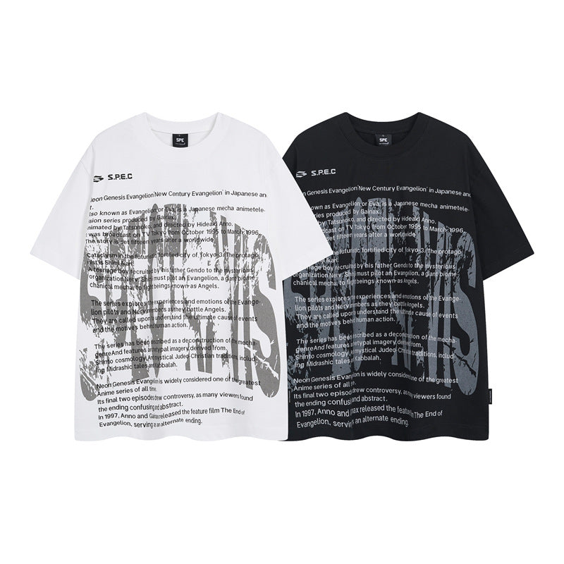 Y2K mens shirt vintage alphabet print short sleeve t-shirt