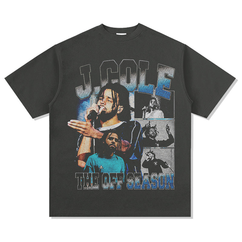 Outfit streetwear vintage hip hop J Cole JCole print short sleeve t-shirt