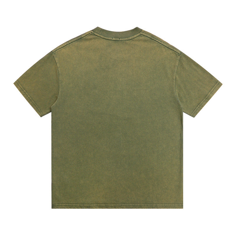 Hip Hop Shirts For Boys Letter Embroidery Wash Casual T-Shirt Short Sleeve