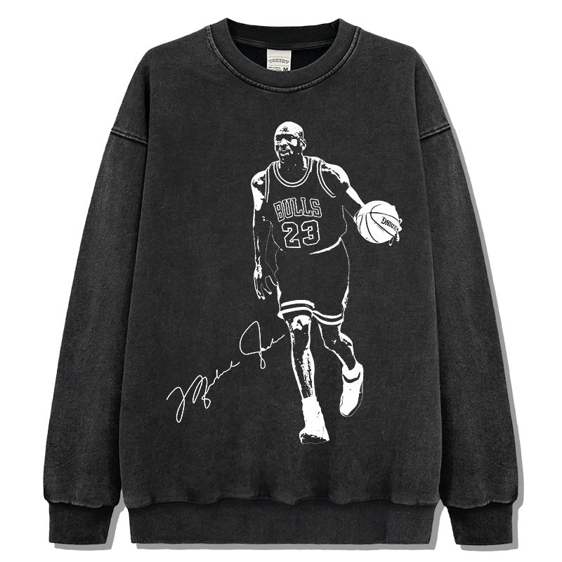 Marcas streetwear usa vintage trapeze mj print crew neck sweater