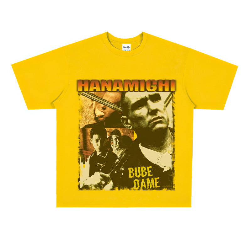 Film Star T Shirt Cotton Short Sleeve Loose American Retro T-shirt