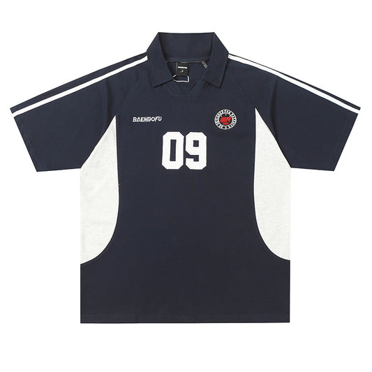 Hustle vintage summer short-sleeved t-shirt lapel polo shirt