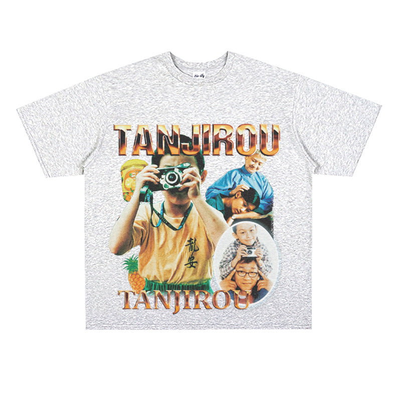 Film Star T Shirt American Retro Street Cotton T-shirt Men and Women