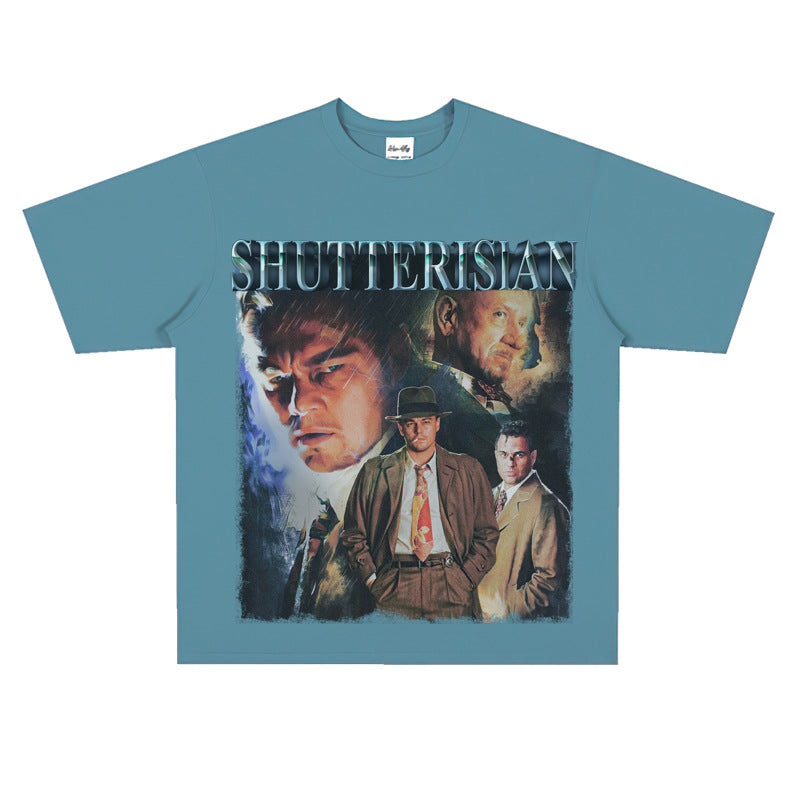 Film Star T Shirt Cotton Short Sleeve Loose Retro American T-shirt Men