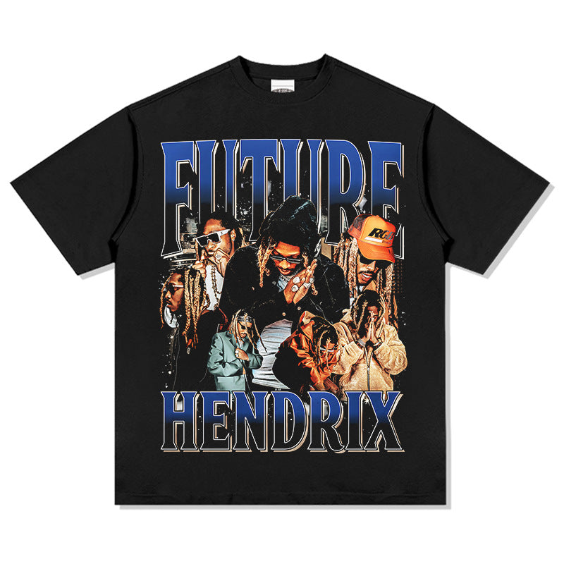 Streetwear Masculino Vintage Hip Hop Future Kid Print Short Sleeve T-Shirt