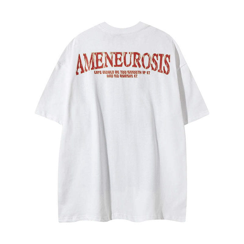 Distorted vintage washed old anime cartoon print short sleeve t-shirt summer loose casual top