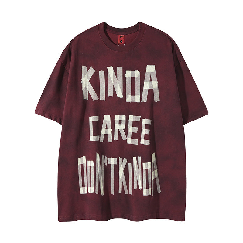 New York Hip Hop Style Vintage Alphabet Print Crew Neck Short Sleeve T-Shirt