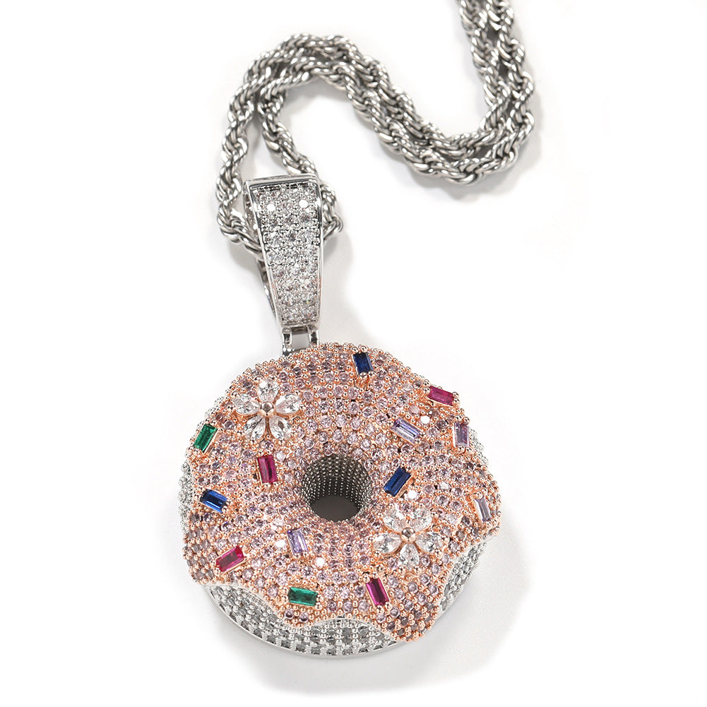 Jewelry Diamond Colored Donut Pendant Necklace ins St. Valentine's Royalty Angel Pieces