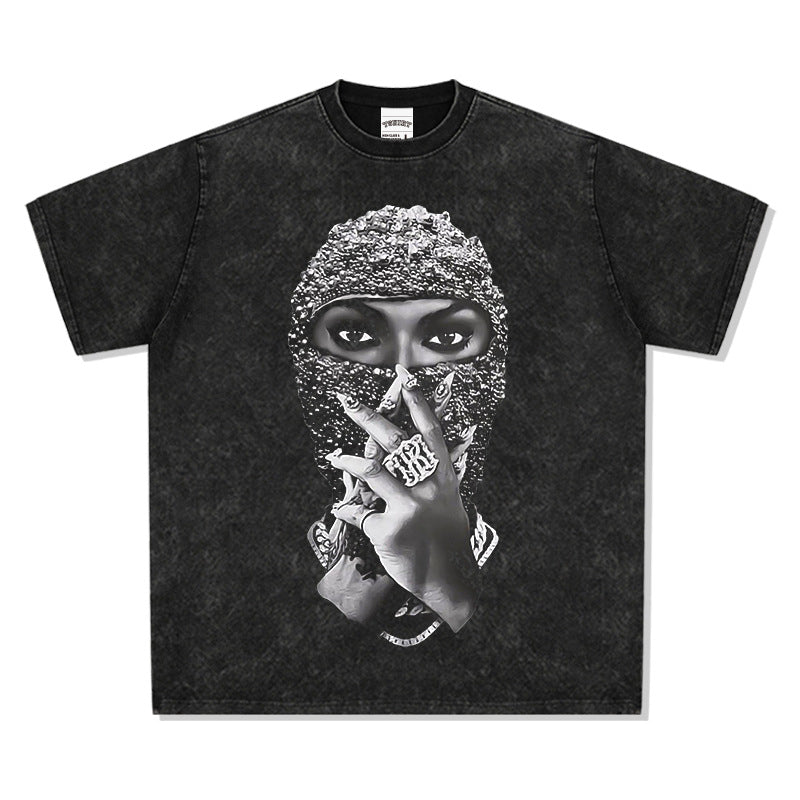 Cool t rapper summer t-shirt pearl masked man print short sleeve t-shirt