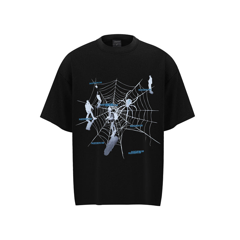 Hip hop shirt summer hip hop spider web t-shirt short sleeve