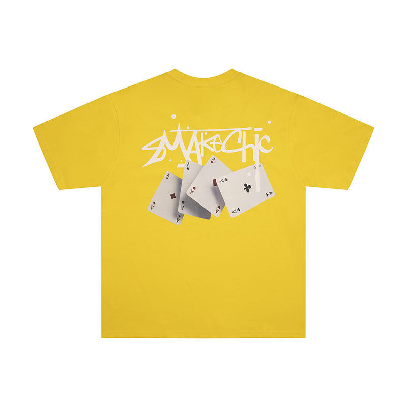 Marcas De Streetwear Poker Print Short Sleeve T-Shirt