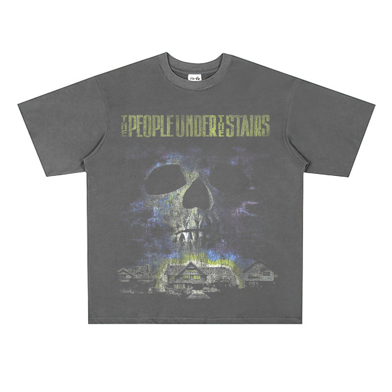 Film Star T Shirt Movie Ladder Devil Pure Cotton Loose Nostalgic Short Sleeve Trendy Heavy T-shirt for Men
