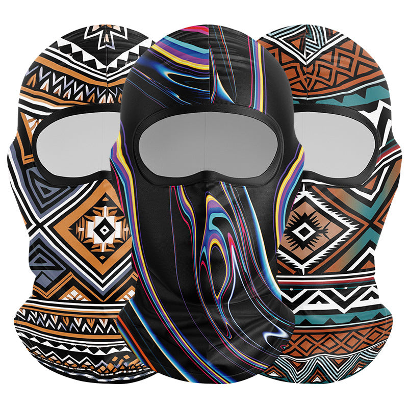 Cycling Windproof Hood Bionic Camouflage Printed Ice Silk Sunscreen Mask