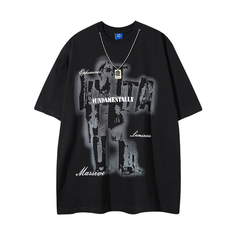 Nyc 1990 Shirt Vintage Necklace Letter Print Short Sleeve T-Shirt