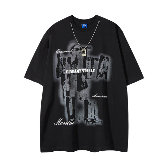 Nyc 1990 Shirt Vintage Necklace Letter Print Short Sleeve T-Shirt