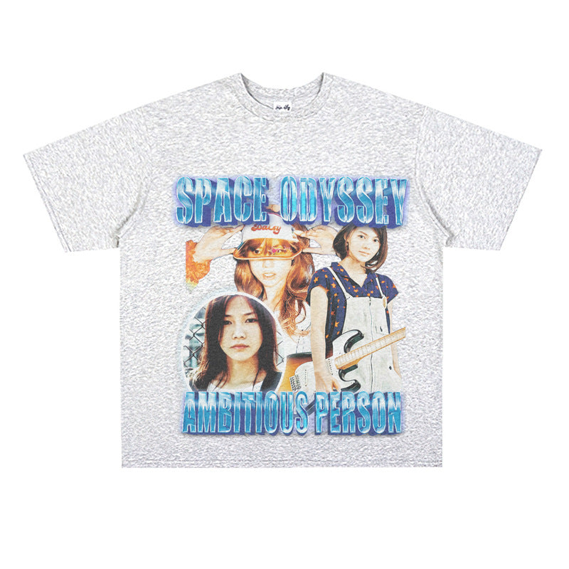 Film Star T Shirt Loose Heavy Retro Street T-shirt Men and Women