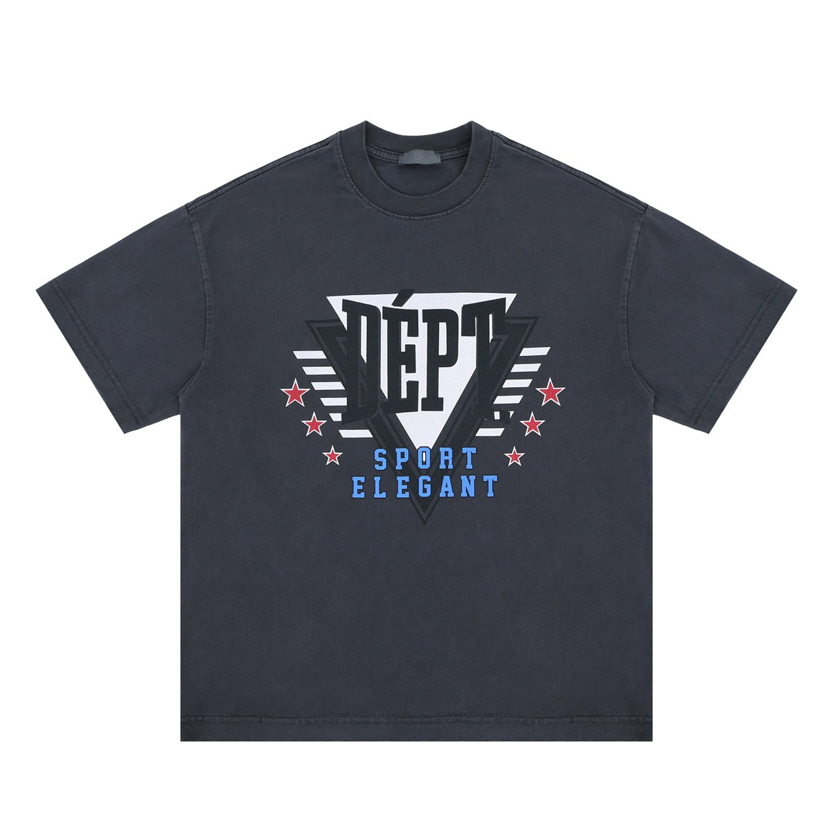 Vintage College Shirts Summer Wash Loose Casual Short Sleeve T-Shirt