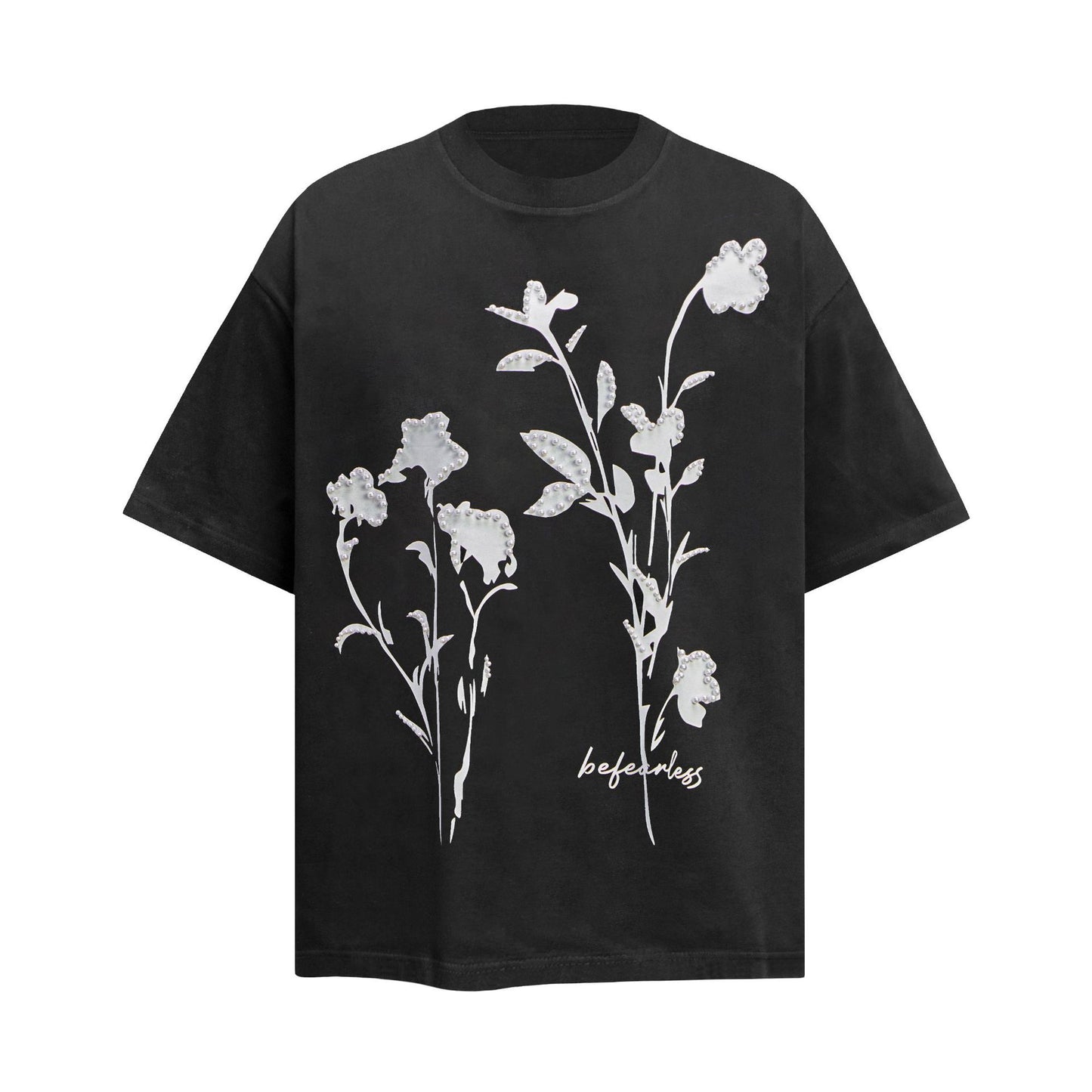 Unisex T-shirts Summer Printed Beaded Men's Loose Crew Neck Short Sleeve T-Shirt
