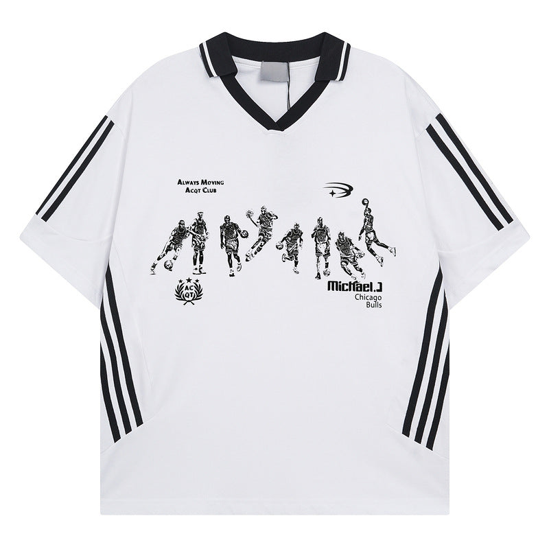 Racing oversized t shirt v-neck short-sleeved men's t-shirt summer