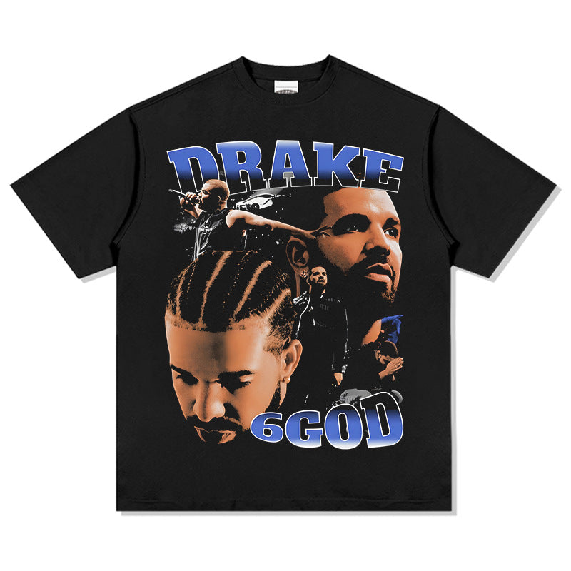 Cool t rapper DRAKE hip hop vintage washed short sleeve heavy t-shirt VINTAGE