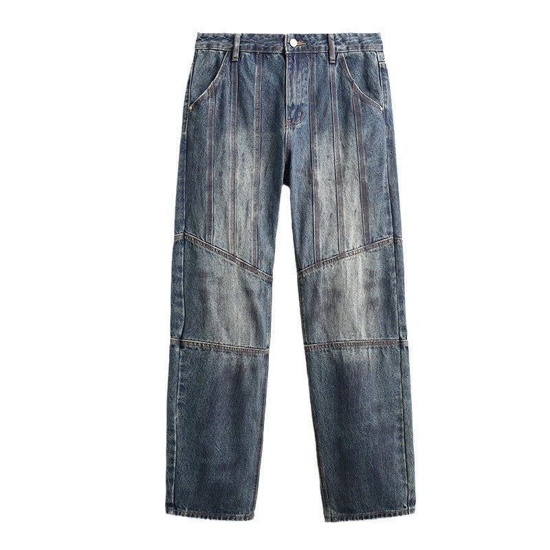 1990 Fashion Jeans Retro Old Ripped Straight Loose Denim Trousers