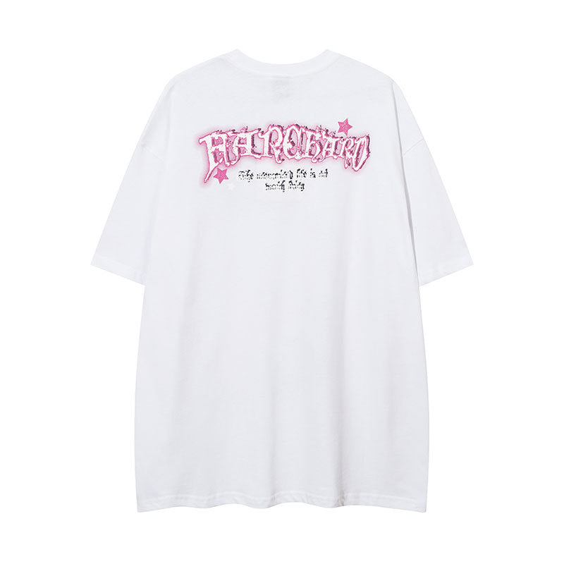 Vintage Tišö Rt two-dimensional character print T-shirt round neck short-sleeved T-shirt