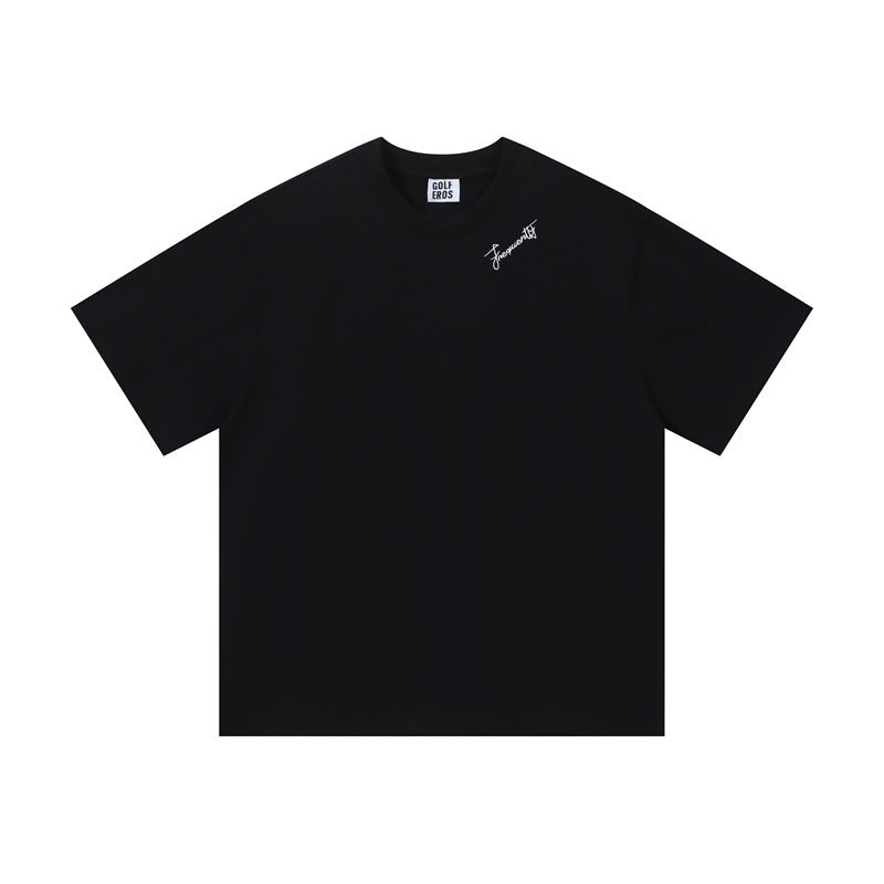 US drip outfits Summer Vintage Embroidery Casual Loose Short Sleeve T-Shirts