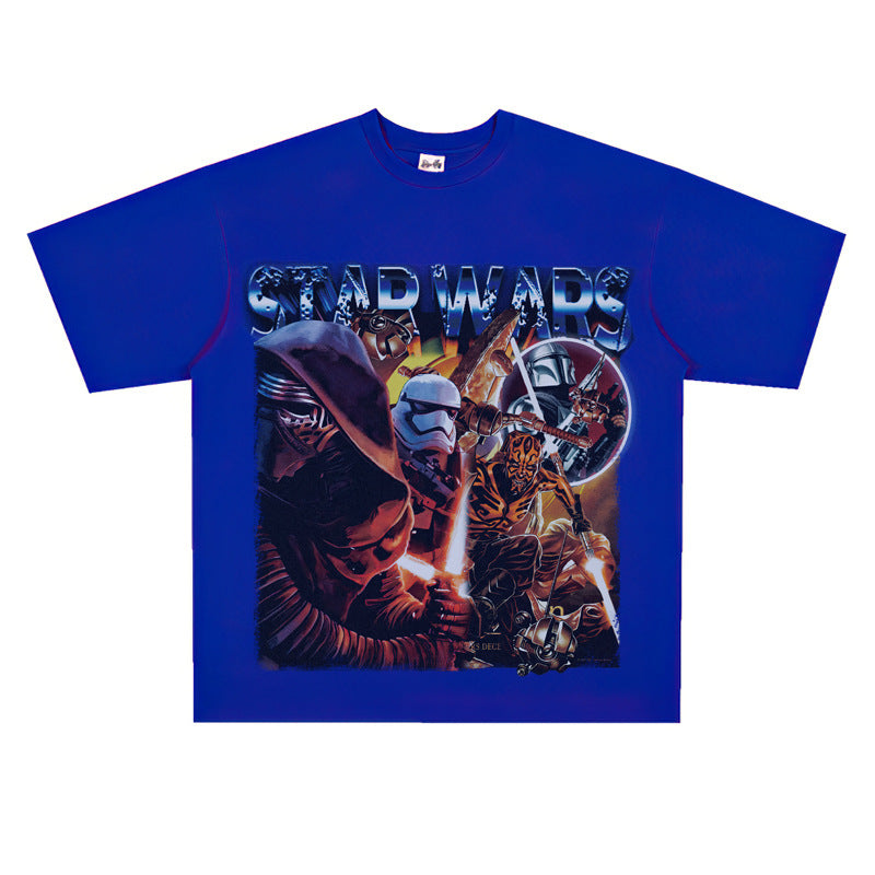 Film Star T Shirt European and American Classic Star Wars Movie Short Sleeve Loose Retro T-shirt