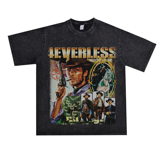 Film Star T Shirt Cotton Short Sleeve Loose Retro Design T-shirt