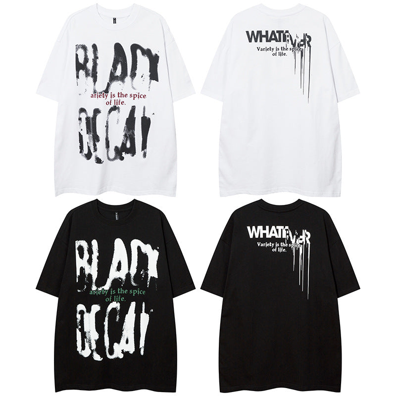 Vintage T Shirts Hip Hop Graffiti Letter Print T-Shirt